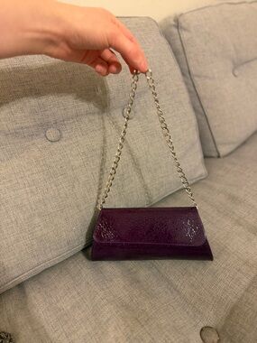 Elegant Patent Purple Chain-Handle Women's Clutch